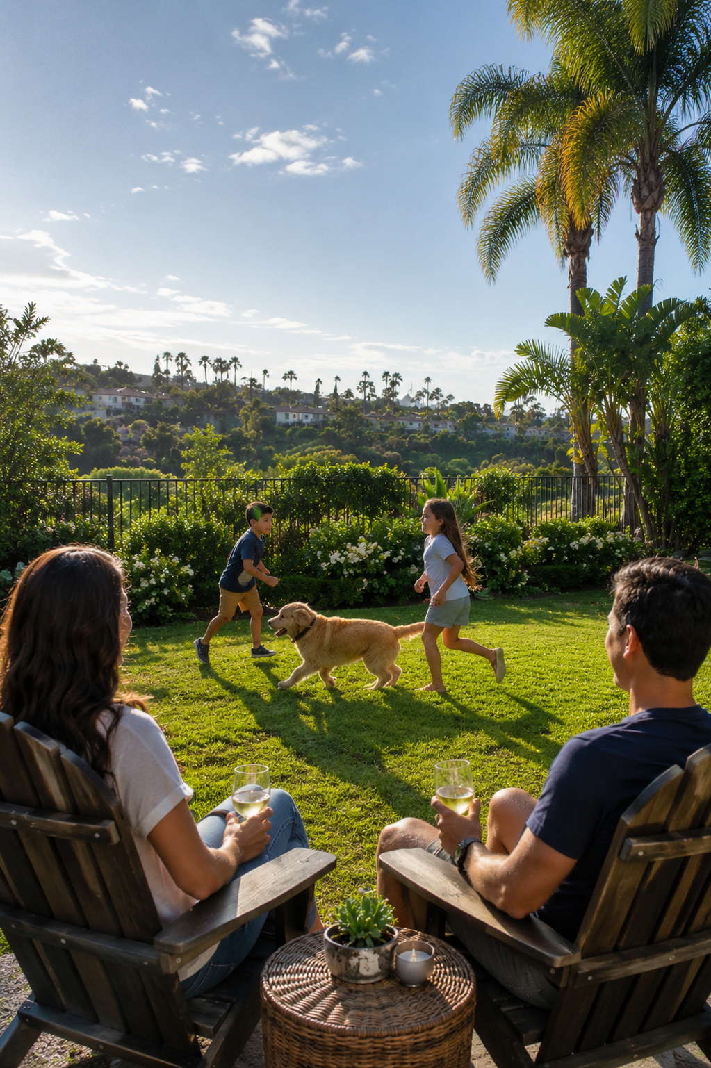 Family enjoying a pest-free backyard